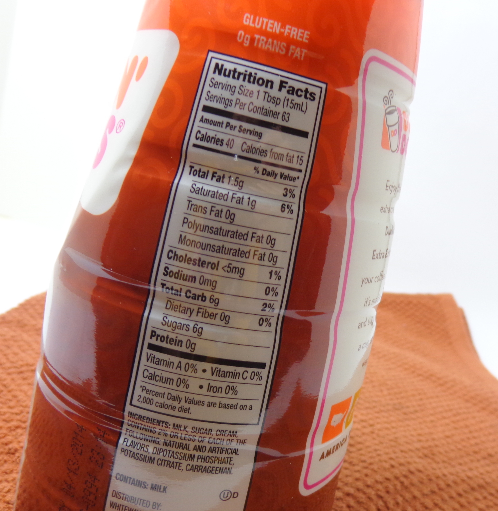 dunkin donuts syrup nutrition
