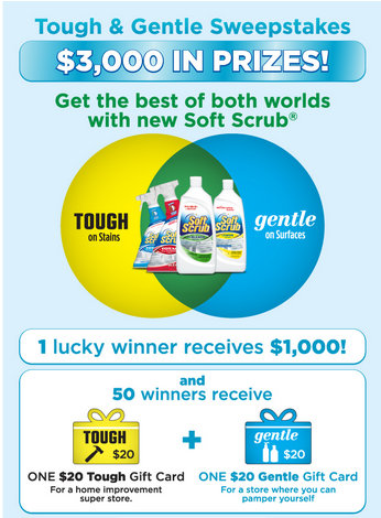 Win $1,000 from Soft Scrub PLUS 50 Second Prize Winners