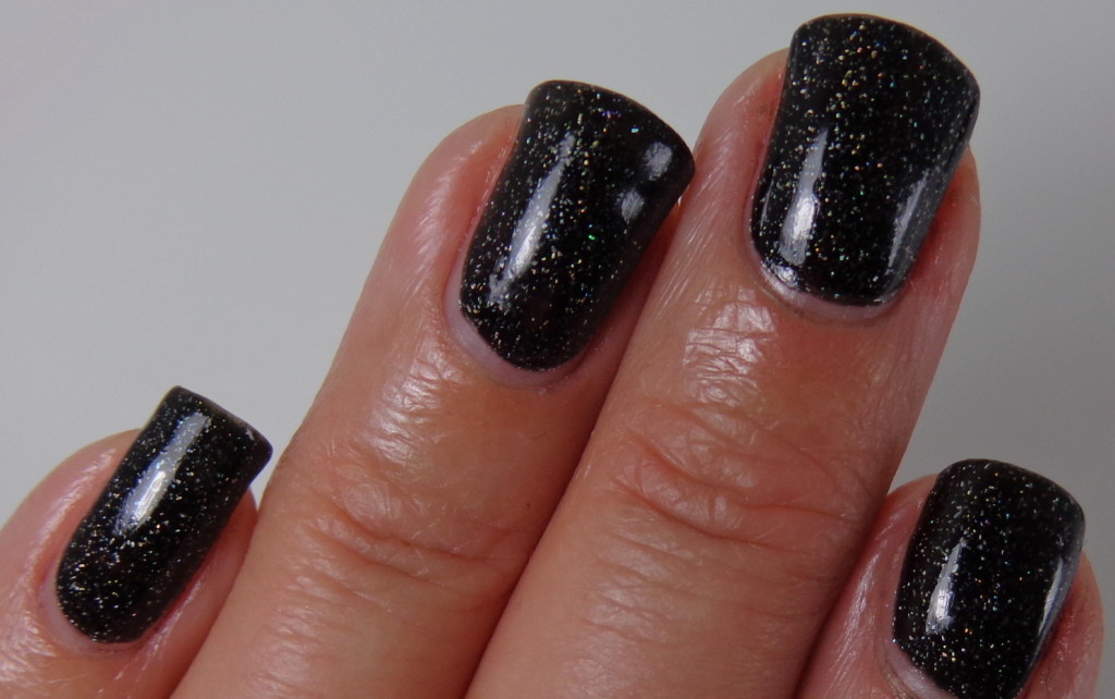 black nail polish galaxy nail