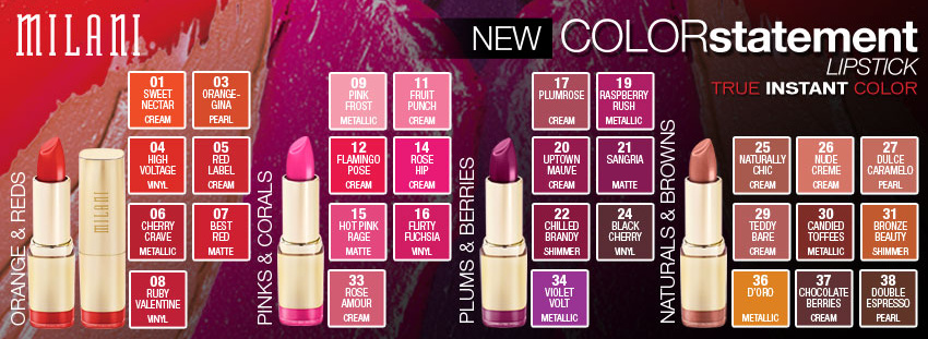 New Milani Color Statement Lipsticks and Color Statement Lipliners