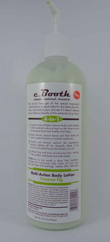 c. Booth 4-in-1 Multi-Action Body Lotion in Coconut Fig and Ginger Body Scrub