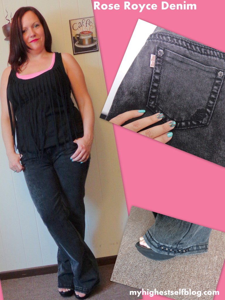boot cut studded jeans, fringe top
