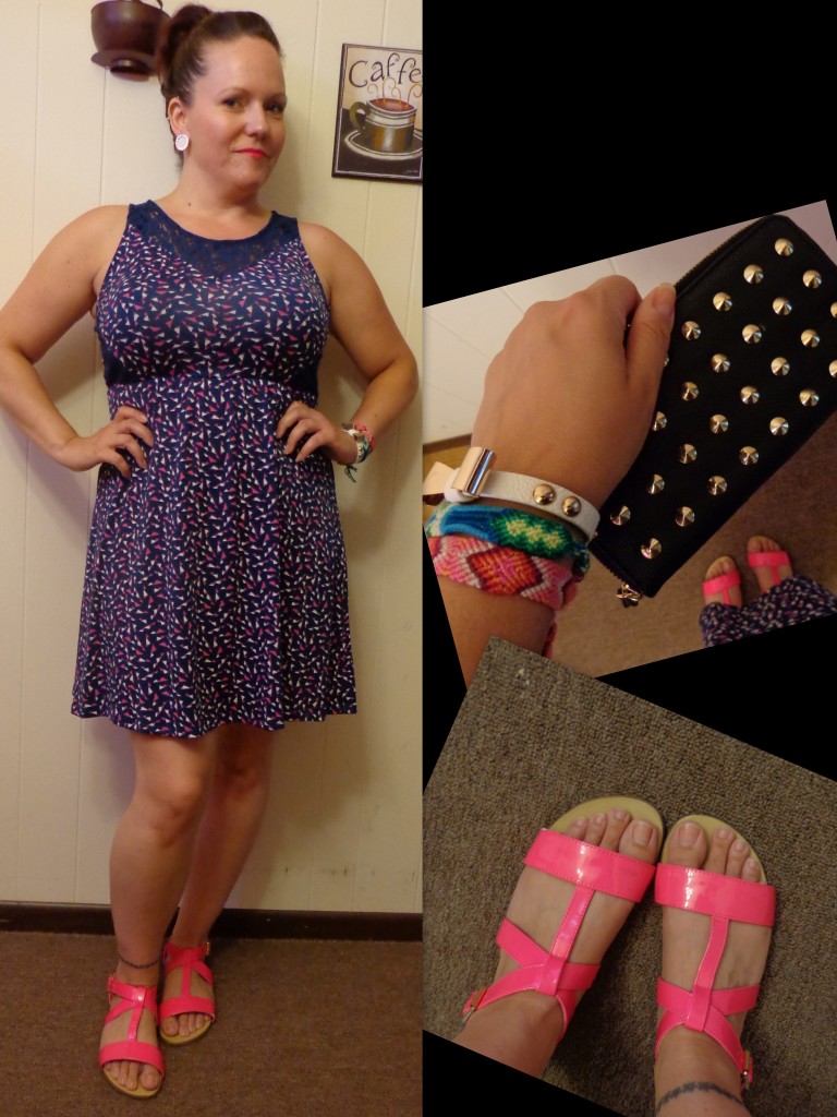 Target Dress, Neon Sandals