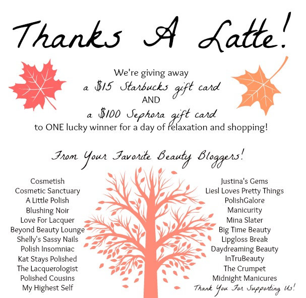 Thanks a Latte Giveaway! Win $100 Sephora Gift Card and $15 Starbucks Gift Card