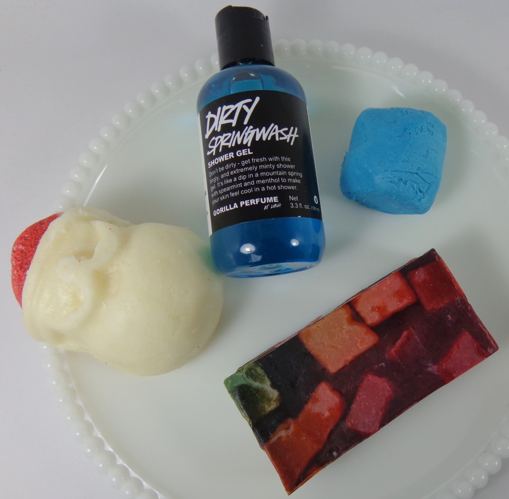 LUSH Dirty Springwash, Mr. Punch Soap, Blue FUN, Sandy Santa Body Butter