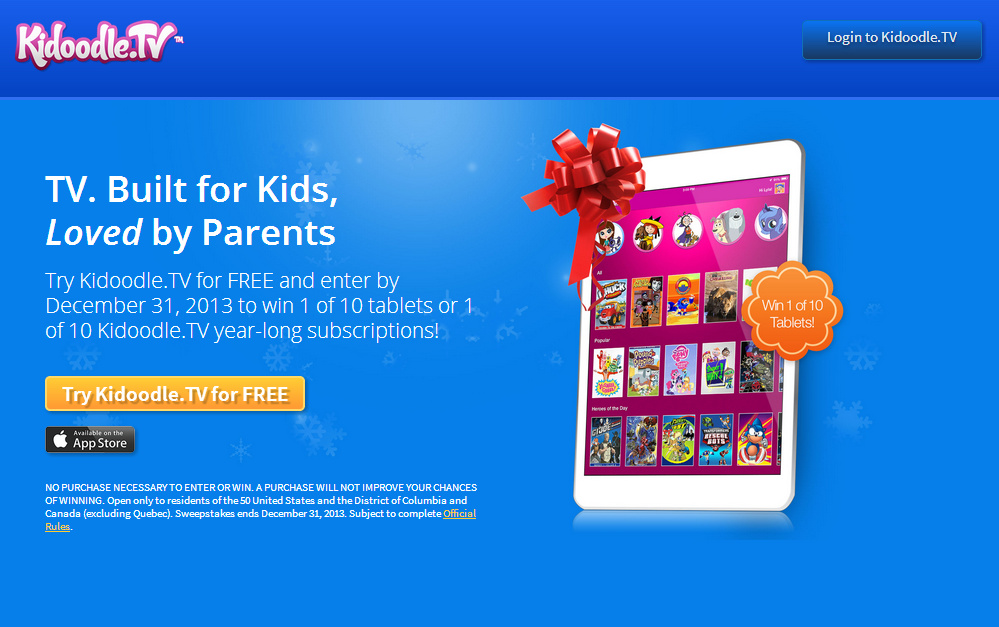FREE Trial of Kidoodle.TV – Made for Kids 12 and Under