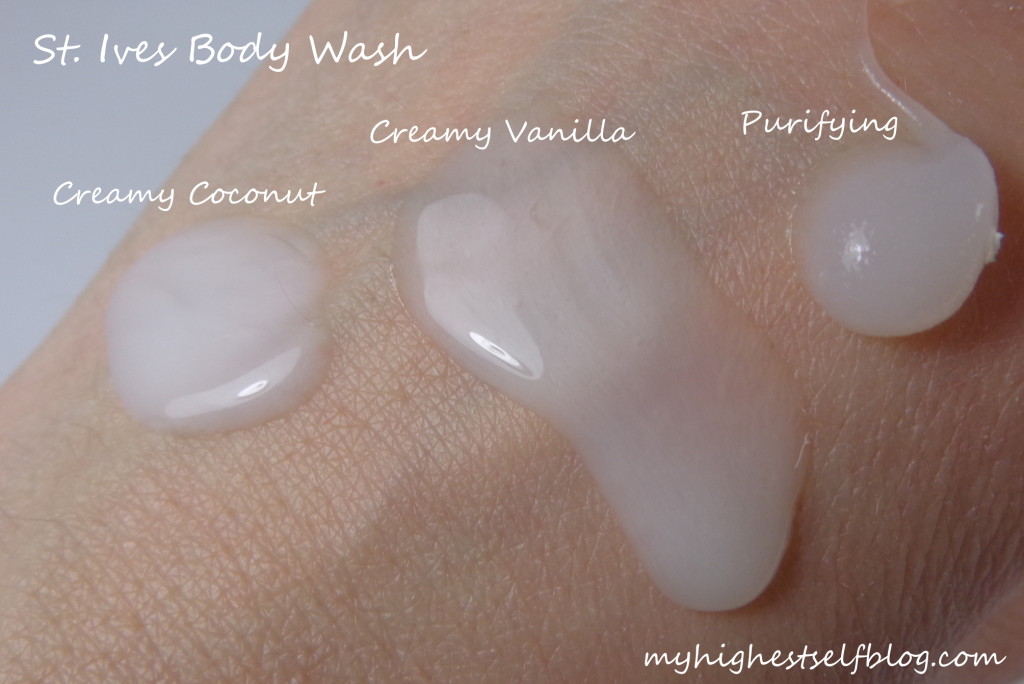 St. Ives Body Wash Swatches