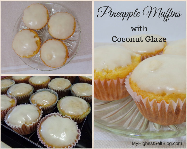 Pineapple Coconut Muffins with Coconut Glaze
